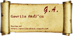 Gavrila Akács névjegykártya